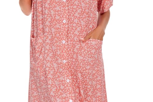 Image of COSUNIONY House Dresses for Women Cotton Short Sleeve House Coat Buttons Down Dusters Robe with Pockets S-XXL