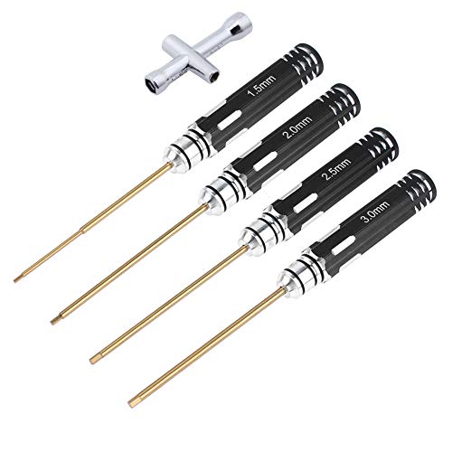 Hobbypark 1.5mm 2.0mm 2.5mm 3.0mm Hex Screw Driver Set Titanium Hexagon Screwdriver Wrench Tool Kit for RC Car Multi-Axis FPV Racing Drone RC Quadcopter Helicopter Models