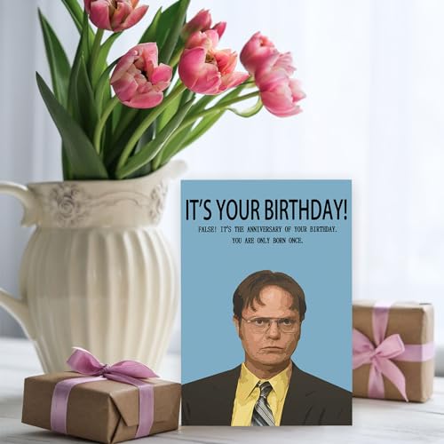 Londue Cartão de aniversário de escritório engraçado para homens ele, cartão de aniversário Dwight S