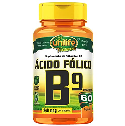 Vitamina B9 (Ácido Fólico) - 3 unidades de 60 Cápsulas - Unilife