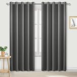 DWCN Blackout Curtains for Bedroom - Thermal Insulated Room Darkening Eyelet Window Curtains for Living Room 66 x 90 inch Length, Dark Grey, 2 Panels