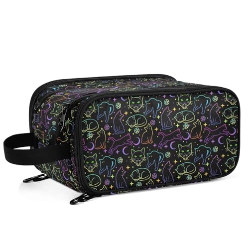 Mnsruu Travel Makeup Bag,Witchcraft Black Cats Makeup Bag Travel Toiletry Bag Large Capacity Cosmetic Bag Organizer, Portable Travel Toiletries Bag for Travel Size