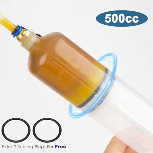Image of STHIRA Oil Extractor Kit, Syringe-Style Oil Fluid Transfer Pump, 500cc Capacity, Manual Suction Syringe Pump Hand Transfer Pump for Refilling Brake Fluid, Power Steering Fluid, or Transmission Oil