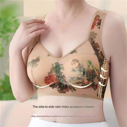 DAMYTION ElleBloom - Ice Silk Lace Kühlender Komfort-BH, Knopfloser Komfort-BH, Nahtloser Drahtloser Push-Up-BHs für ältere Menschen, 2 Stück, A, XXX-Large