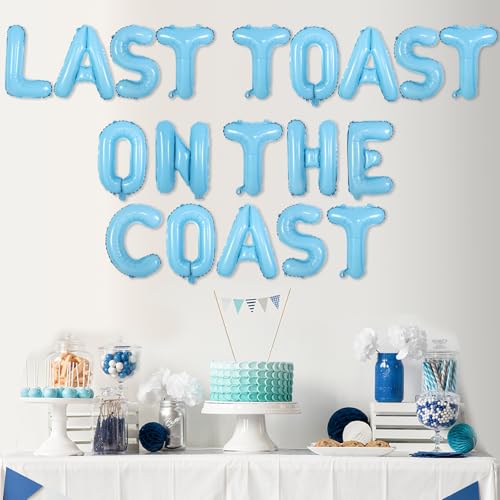Image of Coastal Bachelorette Party Decorations Last Toast on the Coast Banner Blue Nautical Nautical Bridal Shower Decorations Light Blue Balloon for Coastal Bridal Shower Engagement Wedding Party