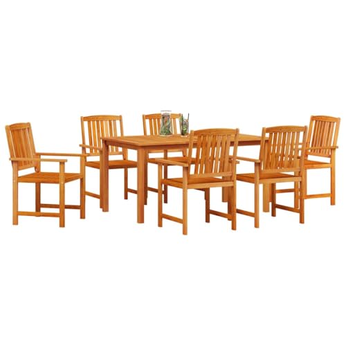 vidaXL Garten Essgruppe 7 pcs Braun Massivholz Akazie, Garten und Terrasse, rustikales Outdoor-Set, Akazienholz Esstisch, schickes Patio-Meal, stilvolle Zusammenstellung