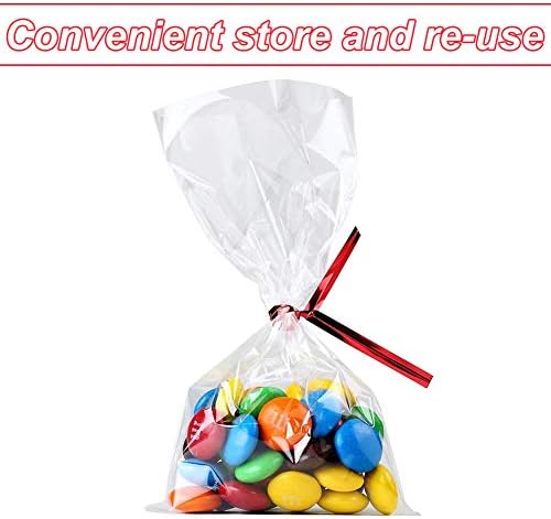 INTVN Clear Treat Bags 300 Pcs Clear Cellophane Treat Bags (4" x 6", 5" x 7",6" x 8") with 300 Pcs 4" Twist Ties 2 Mix Colors, Candy Bread Jelly Bakery Bags Gift Bags Treat Bags