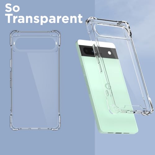Image of Outlouders Back Cover for Google Pixel 6A 5G Clear Transparent PC + TPU Bumper Case with Raised Edges for Shockproof Protection (Transparent)
