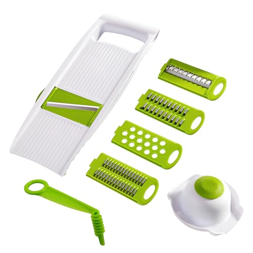 Mandoline Vegetable Slicers,5-in-1 Veggie Cutter,Vegetable Shredder,Hand Held Mandoline Slicer,Spiral Slicer,Multifunctional Food Slicer,for Potato, Carrot, Zucchini, Onion