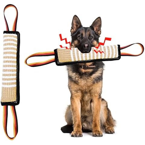 ASOCEA Dog Tug Toy,Dog Bite Jute Pillow Pull Toy Tough Squeaky Dog Toys with 2 Handles Bite Toys for Medium to Large Dogs Interactive Toy Tug of War Dog Toy Lasting Training Equipment Cover