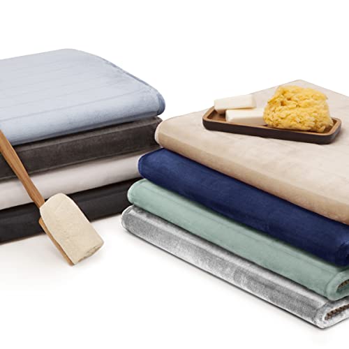 Microdry Softlux Charcoal Infused Memory Foam Bath Mats For Bathroom, Sheer Stripe Bathroom Rugs With Griptex Skid-Resistant Base, Ultra Absorbent Bath Mat, 17X24, Small, White #TOP6