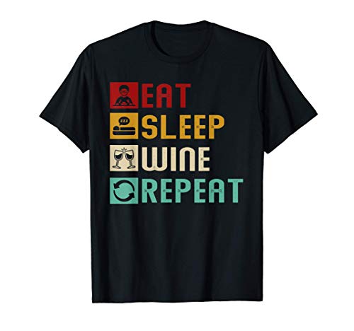 Image of Eat Sleep Wine Repeat Drinking Alcohol Women Men Vintage T-Shirt