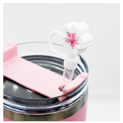 Image of Flower Silicone Straw Cover Cap for Stanley Cup,Silicone Straw Topper 10 mm 0.4 in Reusable StrawTip Covers for Stanley Cups Accessories