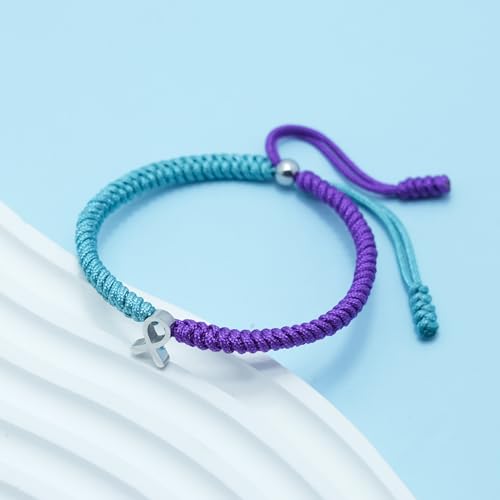 LAMIBEE Bracelet For A Cause, Awareness Ribbon Bangle Bracelets, Wristbands Get Well Soon, Protection Surfer String Bracelet for Men, Women Boho Amulet Style2