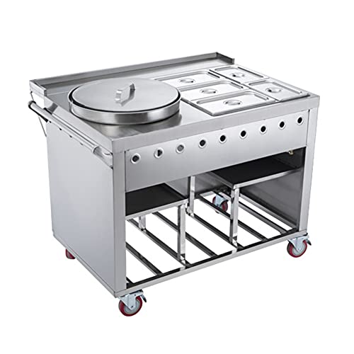 Stainless Steel Stewed Meat Barrel Workbench Trolley, Commercial Meat Stewing Deep Barrel, Portable Multifunctional Gas Stove/Electric Stove, Suitable for Restaurants Or Outdoor Canteens,Gas type