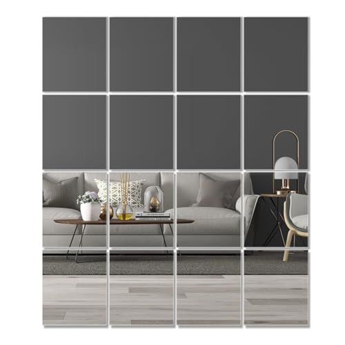 Veruopes 14''x12 Clear Home Mirror Tiles, Acrylic Frameless Wall Mounted