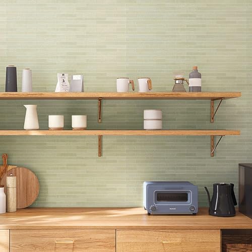 壁紙屋本舗 壁紙 のり付き クロス タイル シンプル 横長 石目 グリーン 緑 くすみカラー FE-76629 巾92cm × m単位切売 防カビ 抗菌 撥水 リフォーム 張り替え 【受注生産品・キャンセル不可】