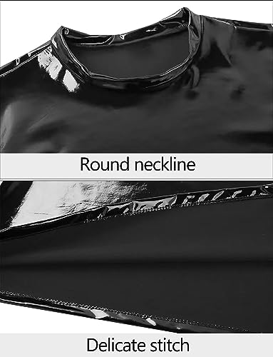 FEOYA Camisa de couro masculina brilhante slim fit regata sexy couro sintético látex roupa interior