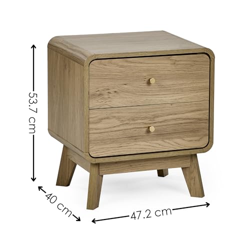 Julian Bowen Ingrid Light Oak 2 Drawer Bedside Table - 2