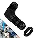TRUCKMETER 90 Degree 8AN Male Bulkhead Flare Fitting Adapter with 8AN Nut, Black Hard Aluminum Hex Anodized Connector, Automotive Fuel System Fitting