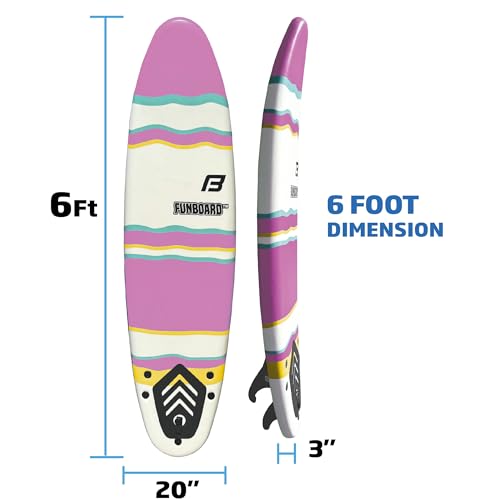 image for EASYGO PRODUCTS 6’ FLOWBOARD Surfboard Softboard Foam - Include (3) 