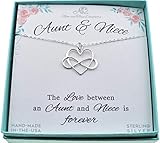 Infinity Heart Necklace for Niece in Sterling Silver on an 18 Inch Sterling Silver Cable Chain. Gift from Aunt to Niece. Gift from Niece to Aunt.