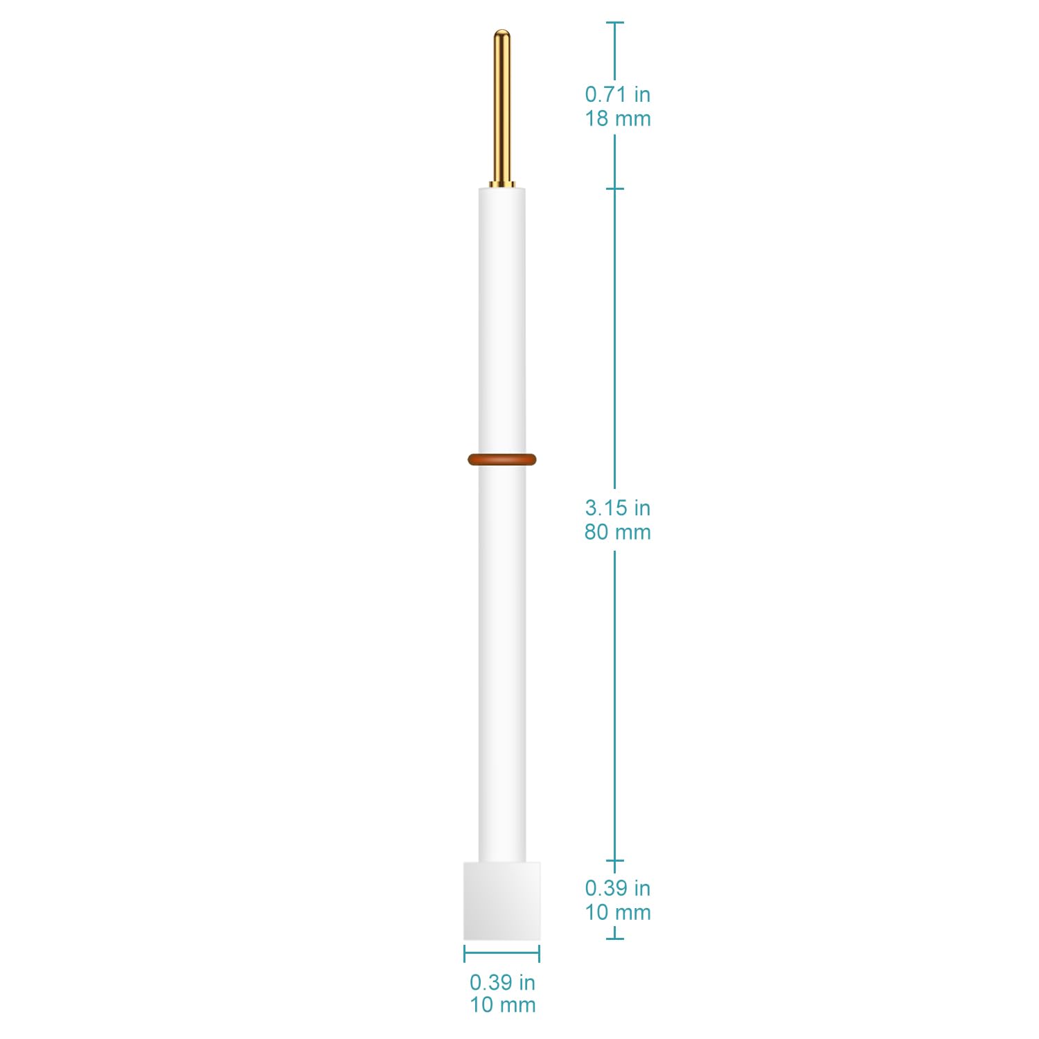 stonylab Electrodo de Titanio, Electrodo de Lámina de Titanio Multiusos con Placa de Lámina de Titanio de 10x10x0,1 mm y Cuerpo de PTFE para Electrolito de StonyLab Electrodo de Laboratorio