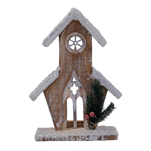 Magizi by Tuut, Decoração de Natal, Casinha de Madeira com Led, à Pilha, 24cm