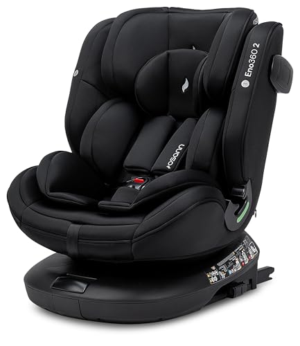 Osann Eno360 2 i-Size, drehbarer Kindersitz 40-150 cm, Reboarder mit Isofix, Baby Autositz – All Black