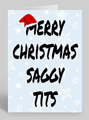 Made4you White Merry Christmas Saggy Tits - Rude/Funny Premium Quality Christmas Card