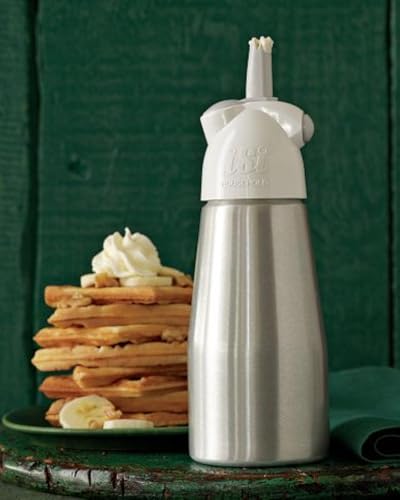 iSi Easy Whip Plus (1 Pint) - Cream Whipper with Stainless Steel Bottle, Easy to Use for Homemade Flavored Toppings, Desserts, Sauces - Compact Kitchen Tool, Great for Beginner Chefs (White)