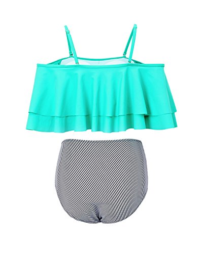 image for Tempt Me Women Green Two Piece Swimsuit High Waisted Bikini Off Should