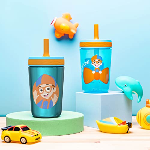 Image of Zak Designs Blippi Kelso Toddler Cups For Travel or At Home, 12oz Vacuum Insulated Stainless Steel Sippy Cup With Leak-Proof Design is Perfect For Kids