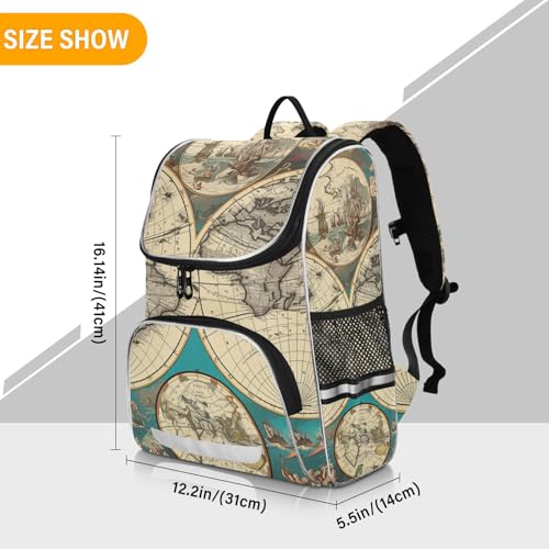 Mochila infantil de mapa antiguo bolso de escolar reflectante 3