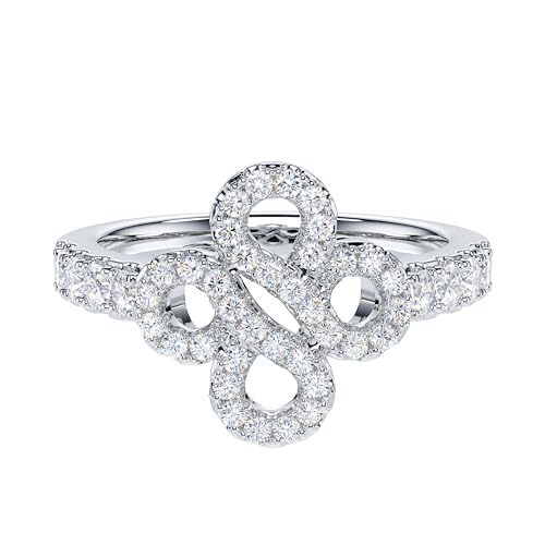 THELANDA Genuine Moissanite or Simulated Diamond Intersecting For Infinity Love Knot Promise Engagement Ring For Women