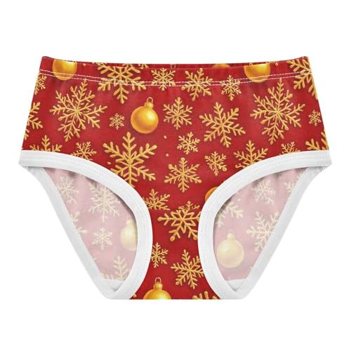 Joisal Cotton Girls Underwear Toddlers Gold Snowflakes Christmas Red Panties Little Girl Flower Briefs Undies Kids 2t