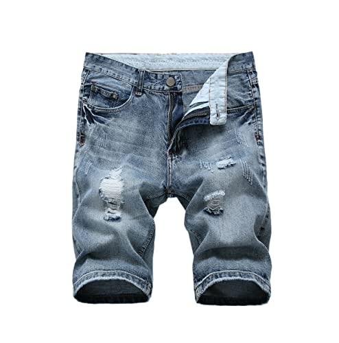 Short en jean déchiré homme pour les vacances d'été style décontracté gris