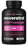 Resveratrol Supplement 1400mg - Extra Strength Formula for Maximum Anti Aging, Immune & Heart Health - 60 Vegan Capsules with Trans-Resveratrol, Green Tea Leaf, Acai Berry & Grape Seed Extract