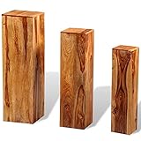 vidaXL Sheesham Holz Massiv Blumensäule 3-TLG. Dekosäule Holzsäule Podest Blumenständer Blumenpodest Blumenhocker Blumensockel Palisander