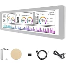 8.8inch USB Monitor AIO LCD Screen, PC Case Secondary Screen/Desktop RGB Ambient Screen, IPS Panel, with Music Spectrum Analysis Function Type-C Interface, CNC Metal Case-Silver
