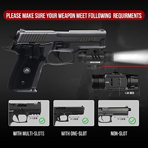 Ework Pistol Light 800 Lumens- Weapon Light For Rail Mounted Picatinny Flashlight With Red Laser Light Combo For Gun Light And Rifle Light, Handgun Lights, Pistol Flashlight (Ek800-R) #TOP1