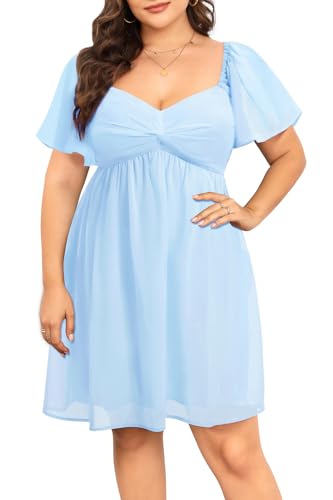 Image of Pinup Fashion Plus Size Graduation Homecoming Chiffon A-line Short Dress