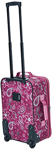 Rockland Fashion Softside Upright Luggage Set, Expandable, Wheel, Telescopic Handle, Pink Bandana, 2-Piece (14/19) #TOP1