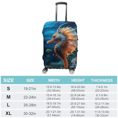 Ocean Seahorse Elastic Luggage Cover Suitcase Protector for 19-32 Inch Suitcases | Universal Stretchable Travel Bag Cover | Anti-Scratch, Washable with Zipper Closure L2