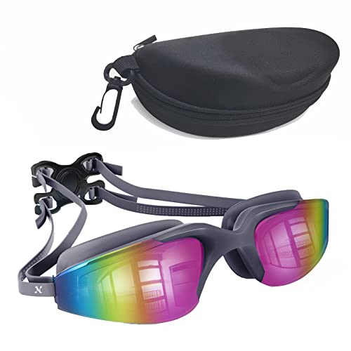 Nabevin polarized swimming goggles anti-fog anti-ultraviolet full protection no light leakage clear vision adult men and women (dark grey)