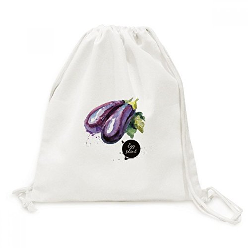 Sac à dos aubergine aquarelle en toile résistante avec cordons