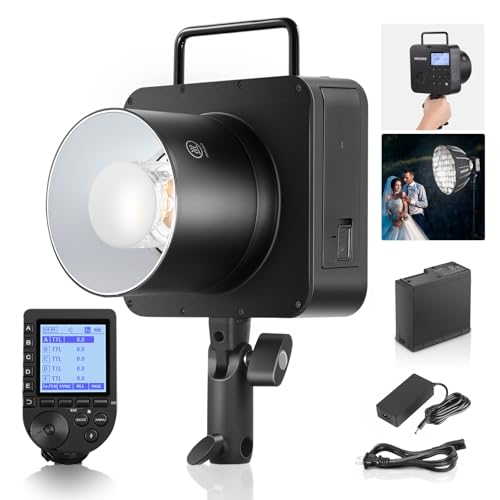 NEEWER Q4 400Ws Studio Flash Outdoor Strobe 2.4G TTL & QPRO-N Trigger Compatible with Nikon, 1/8000 HSS/30W Modeling Lamp/400 Full Power/0.01-1.2s Recycle/21.6V 2800mAh Battery for Wedding Photography by NEEWER - Used condition - CA$401.25