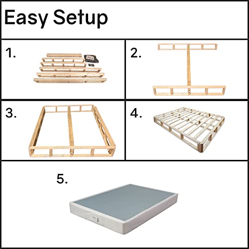 Spring Coil, 4.5-Inch Sturdy Box Spring For Mattress Support-Durable And Easy To Assemble Natural Wood Foundation For Queen, White #TOP5