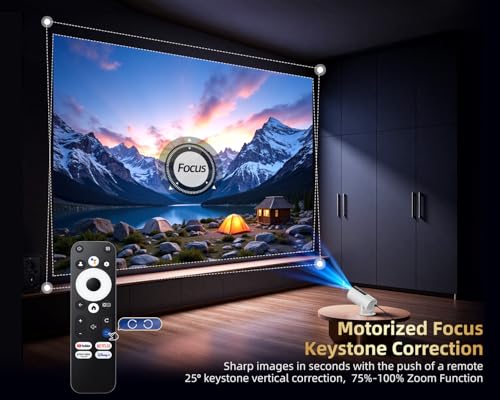 Image of Smart Projector with WiFi and Bluetooth, Pericat 4K UHD Movie Projector | 320ANSI; Google Store; Voice Control; 10,000+ Apps; Home Theater Portable Mini; Indoor & Outdoor Use