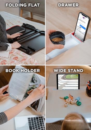 Cooper Mega Table Plus - Premium XXL 26x19in Extra Large Lap Desk w/Book Stand | Multifunctional Folding Laptop Stand for Bed, Laptop Desk for Bed, Laptop Bed Tray, Floor Desk (White Oak) - Thumbnail 5
